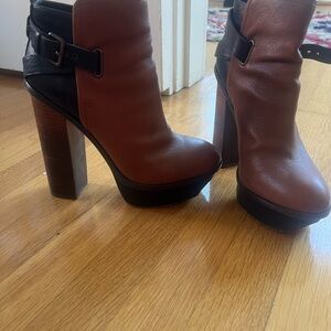 Dolce Vita Tan and Black Heeled Boots